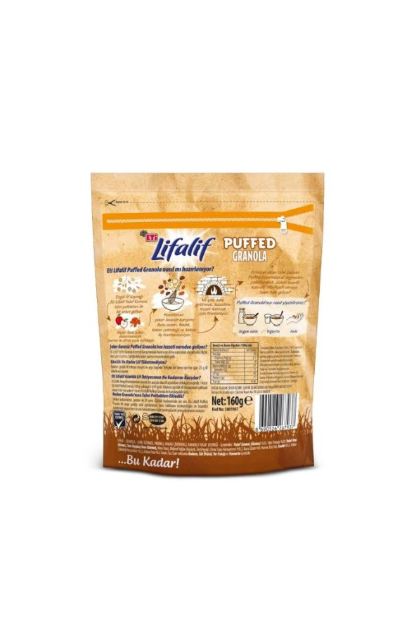 Lifalif Puffed Granola Kakao 160 g x 12 Adet - 4