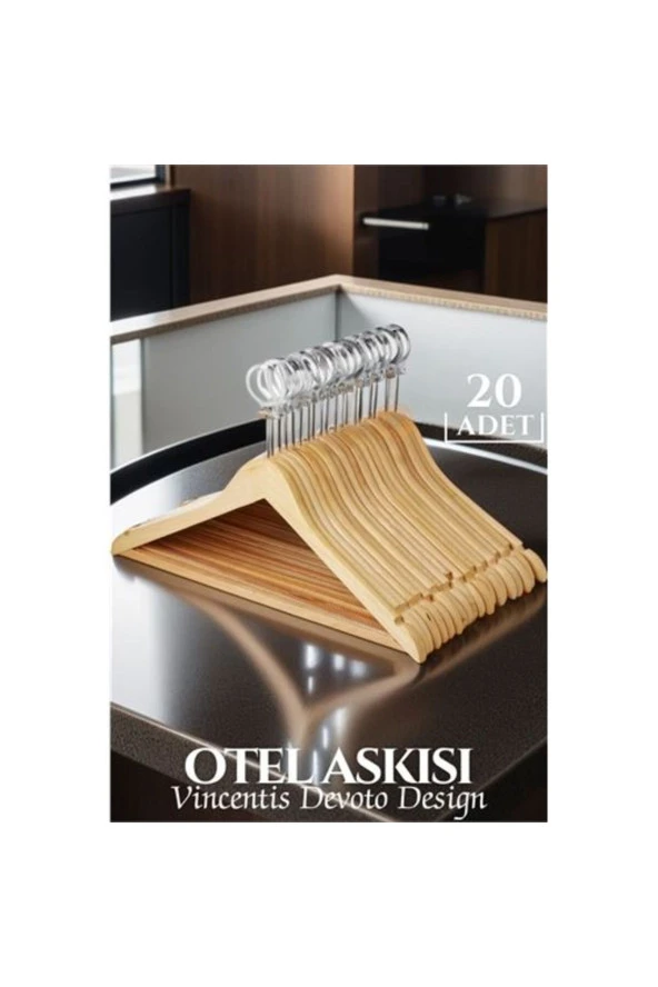 Otel Tip Askı 20 li Set Ahşap Vincentis Devoto Design 719599 ürün görseli 1