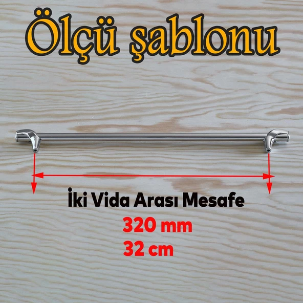 Prade 320 mm Krom Kulp Metal Mobilya Çekmece Mutfak Dolap Kapak Kulpları Kulbu Dolabı Kulpu - Resim 2