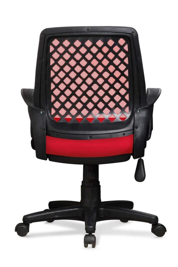 Ev ve Ofis Çalışma Sandalyesi Bilgisayar ve Sekreter Koltuğu Petek Model Kırmızı - 4