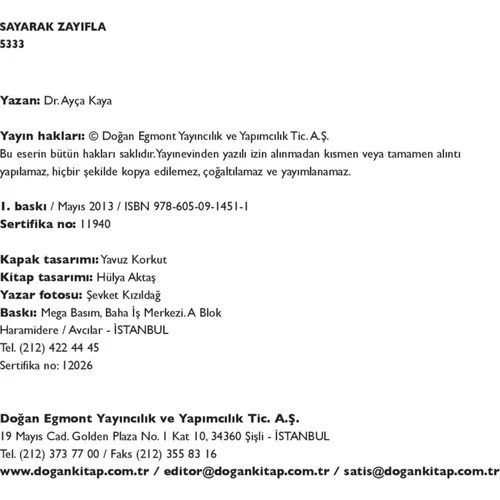 SAYARAK ZAYIFLA 5333  -  DR. AYÇA KAYA - DOĞAN KİTAP - 5