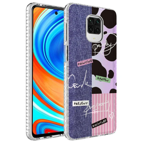 Xiaomi Redmi Note 9S Kılıf Kamera Çıkıntılı Airbag Kenarlı Darbe Emici Desenli Kapak (ELEGANS)