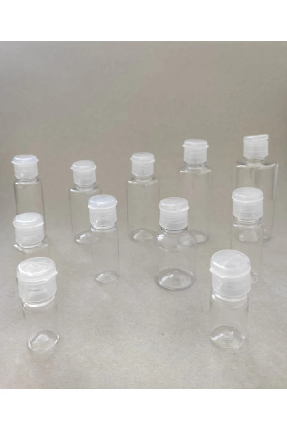 100 Adet 20 ml Şeffaf Fliptop Kapaklı Kolonya, Dezenfektan, Likit Şişesi - 3