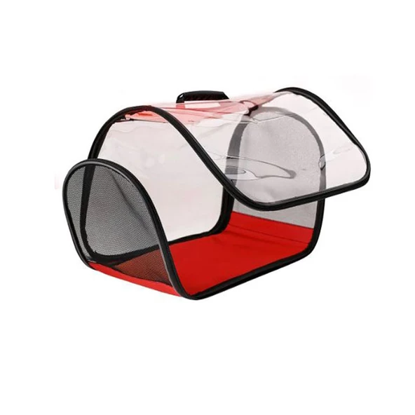 Flybag Kedi Köpek Kuş Seyahat Taşıma Çantası Şeffaf Omuz Askılıklı Evcil Hayan Çantası Kırmızı