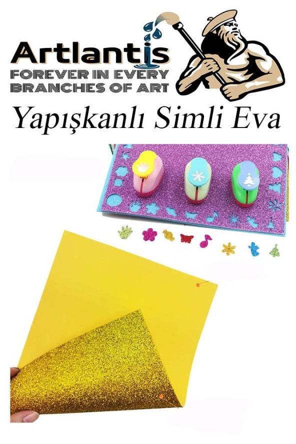 Simli Yapışkanlı Eva 35x50 cm 10 Renk 1 Paket Simli Yapışkanlı Eva Süngeri 10'lu Okul Kreş Anasınıfı Elişi Etkinlikleri - 5