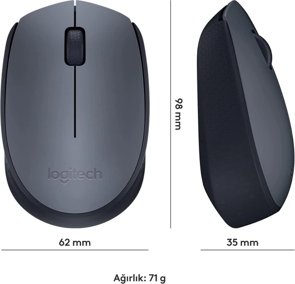 Logitech M170 Kablosuz Mouse Siyah USB 12 Ay Pil Ömrü - 3