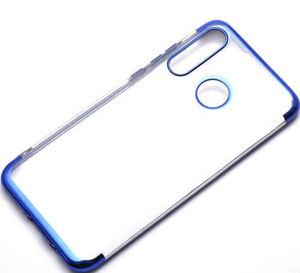 Huawei P30 Lite Kılıf Dört Köşe Renkli Lazer Şeffaf Silikon Kapak (GLİTTER)