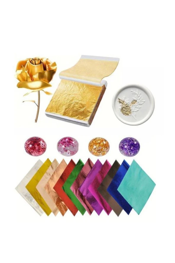 Varak Kaplama Yaprak Metalik Folyo İmitasyon 9x9cm 10lu Paket 4 Antique Gold R5799F-4 - 2