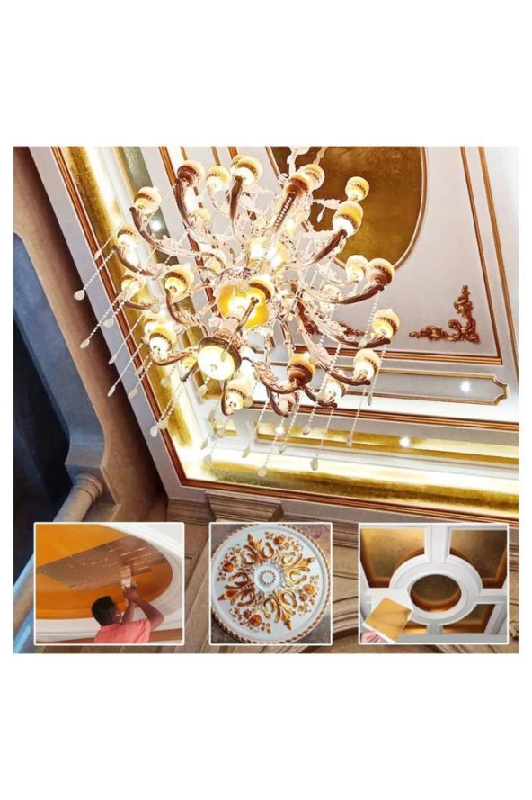 Varak Kaplama Yaprak Metalik Folyo İmitasyon 9x9cm 10lu Paket 4 Antique Gold R5799F-4 - 10