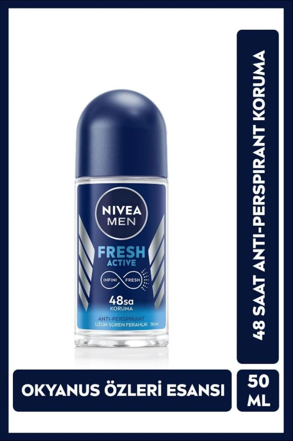 Nivea Men Erkek Roll On Deodorant Fresh Active 50 Ml,48 Saat Anti-perspirant Koruma,taze Ve Çekici Kokular