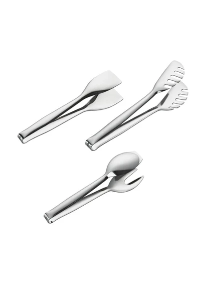 Nehir 3'lü Çelik Maşa Seti (Pasta Maşa+Makarna Maşa+Servis Maşa)