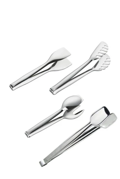 Nehir 4'lü Çelik Maşa Seti  (Izgara Maşa 28cm+Makarna Maşa+Servis Maşa+Pasta Maşa)