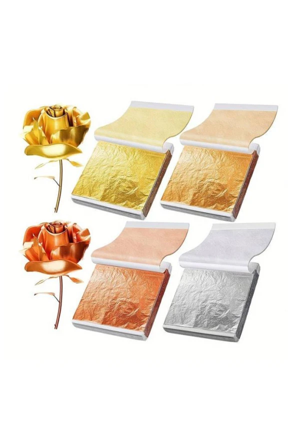 Varak Kaplama Yaprak Metalik Folyo İmitasyon 9x9cm 10lu Paket 10 Condance Rose Gold R5799F-10 - 3