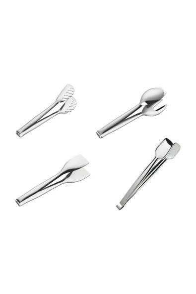 Nehir 4'lü Çelik Maşa Seti (Pasta Maşa+Izgara Maşa 28cm+Servis Maşa+Makarna Maşa)