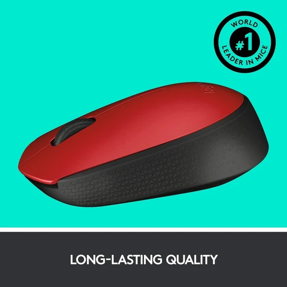 Logitech M171 Kablosuz Mouse Kırmızı USB 12 Ay Pil Ömrü