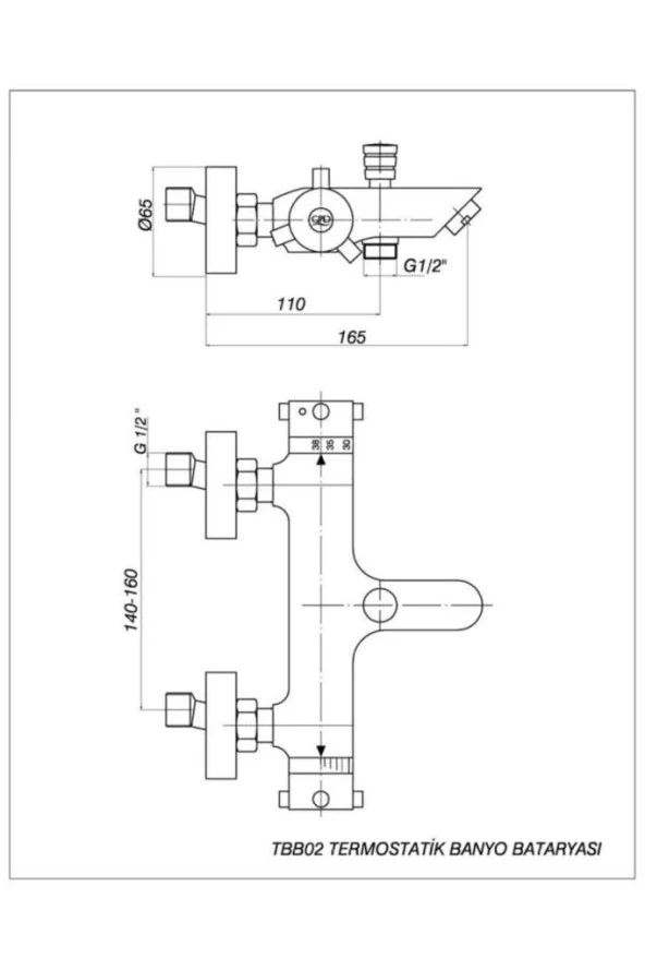 Gpd Termostatik Banyo Bataryası Tbb02 - Resim 2