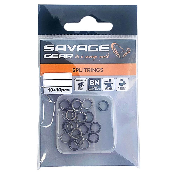 Savage Gear Split Ring SS+BLN 20 Adet Halka  4MM 24LBS 11KG