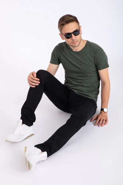 Erkek Denim Siyah Slim Fit  Likralı Dar Kot Jean Pantolon 2130 - 5
