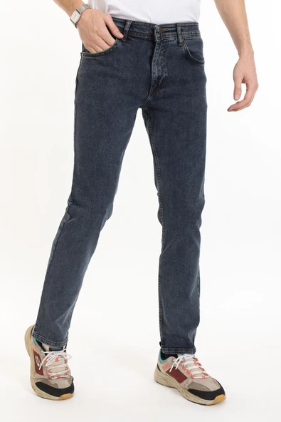Erkek Denim Regular Fit Rahat Kalp Normal Bel Düz Paça Dört Mevsim Likralı Kot Pantolon 95505-Tint