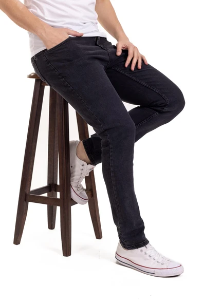 Erkek Denim Regular Fit Rahat Kalp Normal Bel Düz Paça Dört Mevsim Likralı Kot Pantolon 95505-Füme - 6