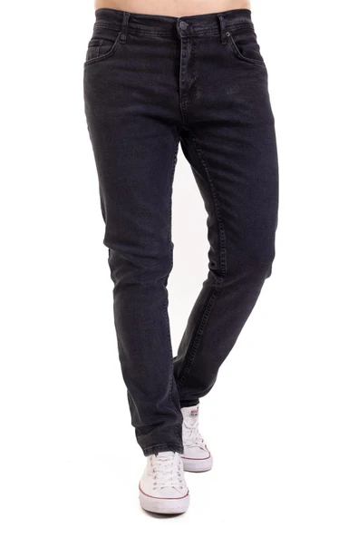 Erkek Denim Regular Fit Rahat Kalp Normal Bel Düz Paça Dört Mevsim Likralı Kot Pantolon 95505-Füme ürün görseli