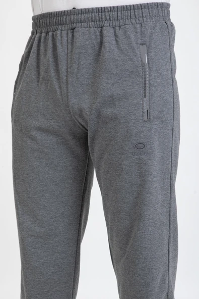 Erkek Pantolon Kesim Beli Lastikli Likralı Kompak Eşofman Altı 2570-Füme - Resim 3