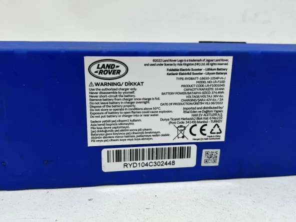 Land Rover LR-F10D Elektrikli Scooter Bataryası 36V 10,4Ah - 2