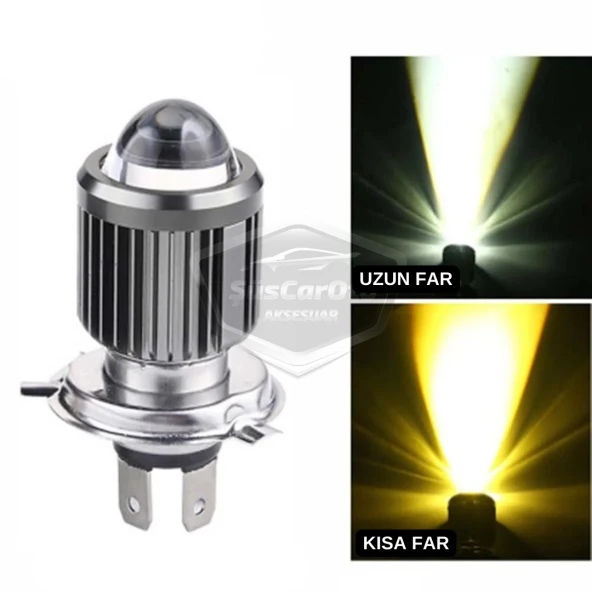Honda Civic 1991-1995 Uyumlu Mercekli Far Ampulü Led Xenon Çift Renk Sarı-Beyaz Far Şimşek Etkili CSP Led Lamba Uzun Kısa 2 Adet Takım - 3