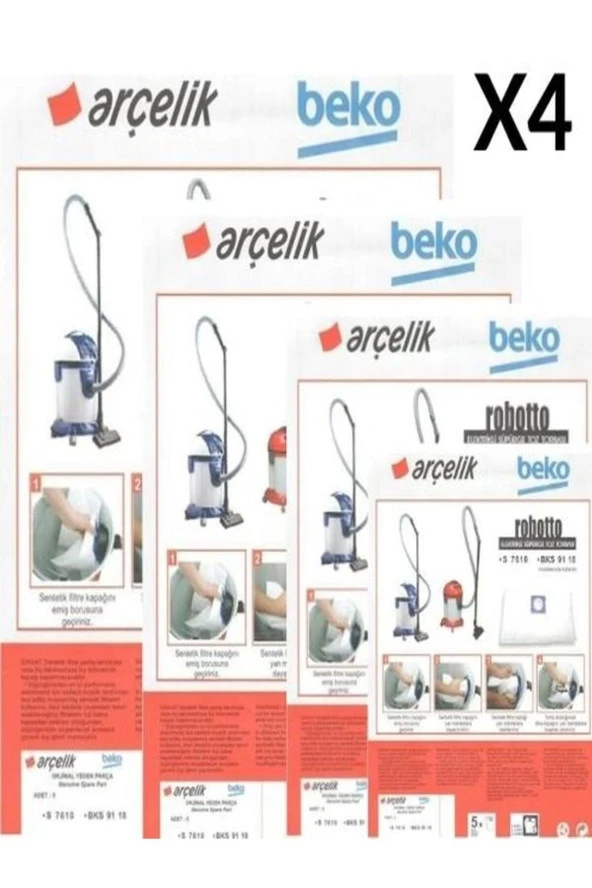 ETİCARETARENA 4 PAKET 20 ADET Beko Bks 9118 Süpürge Modeli Toz Torbası Robotto ürün görseli 1