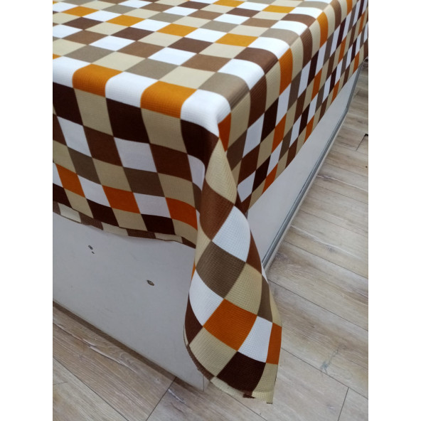 Hayat Home 120x140 Kahverengi Kareli Polyester Dertsiz Masa Örtüsü