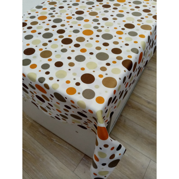 Hayat Home 120x140 Kahverengi Yuvarlak Desenli Polyester Dertsiz Masa Örtüsü