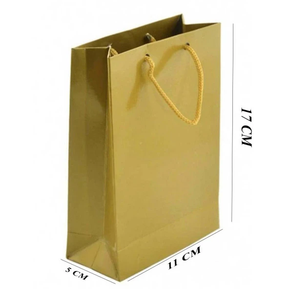 Mini Karton Çanta Gold Renk 25 Adet Hediyelik Çanta 17x11 CM