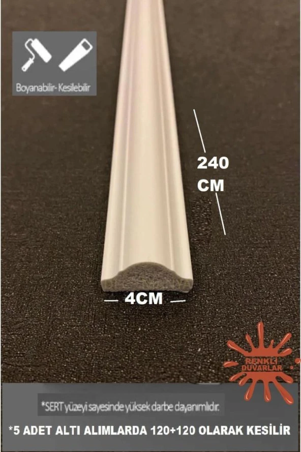 Renkli Duvarlar 4 x 240 Cm 1 Boy Boyanabilir Dekoratif PVC Duvar Çıtası Duvar Süsleri Koridor Salon Çıta Tasarım