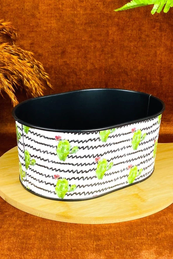 Küçük Metal Ekmeklik Ekmek Kutusu Sepeti Kaktüs 21cm