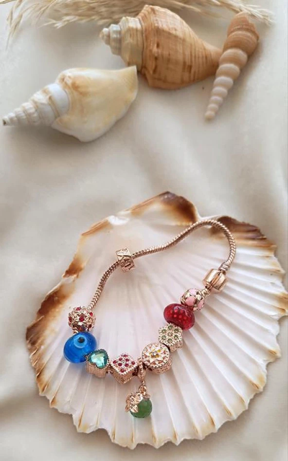 Bileklik Charm Nazar Boncuğu Kalp Yılan Zincir Bileklik ürün görseli