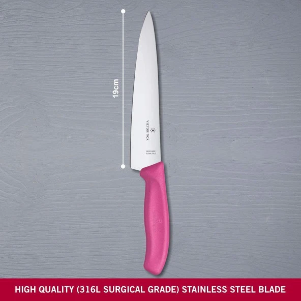 Victorinox 19cm Doğrama Bıçağı 6.8006.19L5B Pembe - 6