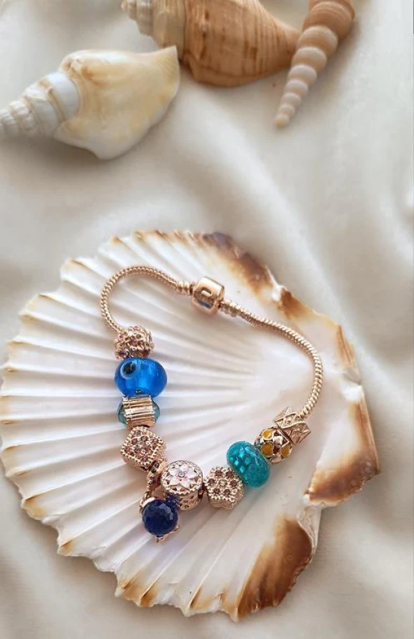 Bileklik Charm Nazar Boncuğu Kalp Yılan Zincir Bileklik ürün görseli