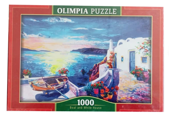 Beyaz Ev ve Sandal 1000 Parça Puzzle Yetişkin Pazıl Kutulu Yapboz Oyuncak