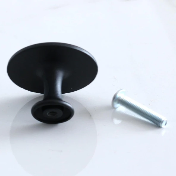 Daire Kulp Düğme Mat Siyah Mobilya Mutfak Dolabı Çekmece Dolap Kulpları Kapak Kulpu Kulb Metal - Resim 5