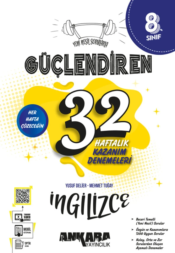 Ankara 2025 8. Sınıf İngilizce Güçlendiren 32 Haftalık Deneme