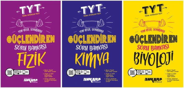 Ankara 2025 Tyt Fizik + Kimya + Biyoloji Güçlendiren Soru Bankası Seti 3 Kitap