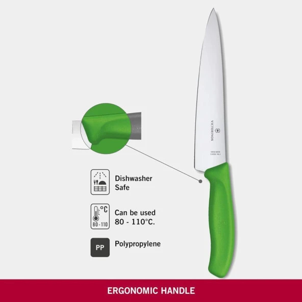 Victorinox 19cm Doğrama Bıçağı 6.8006.19L4B Yeşil - 4