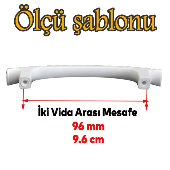 Ihlara 96 Mm (SERT PLASTİK) Beyaz Mobilya Çekmece Mutfak Dolap Dolabı Kulbu Kulpu Kulpları 5 Adet - Resim 2