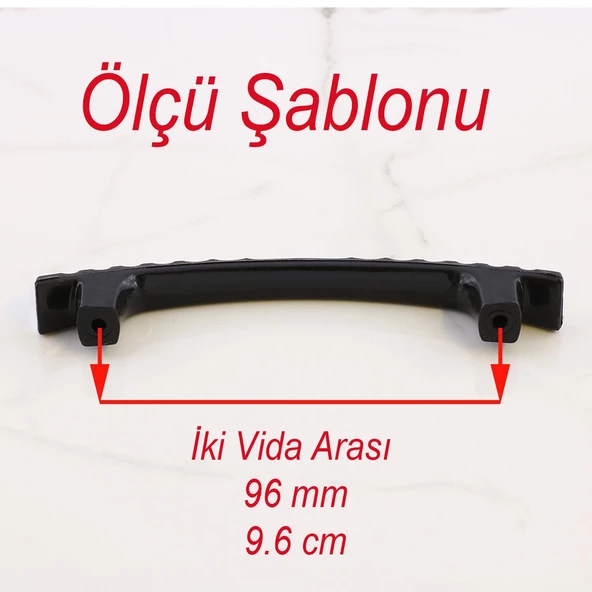 Ihlara 96 mm Kulp Sert Plastik Siyah Çekmece Mobilya Mutfak Dolap Kulbu Kulpu Kulpları 10 ADET - 2