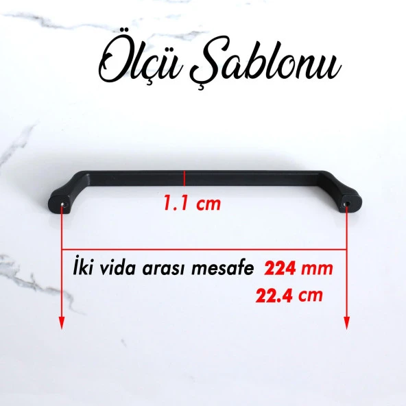 Siyah Kulp Mobilya Mutfak Çekmece Dolap Dolabı Kapak Kulbu Kulpları 224 mm Kulpu Metal 22.4 mm - Resim 3