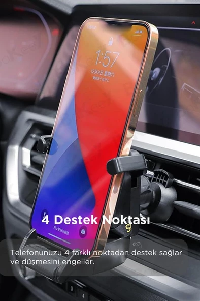 Yarış Koltuğu Araç İçi Telefon Tutucu 360 Ayarlanabilir Tüm Telefonlarla Uyumlu Araba Telefon Tutucu - 6