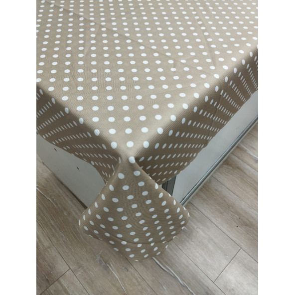 Hayat Home 120x140 Bej Puantiyeli Polyester Dertsiz Masa Örtüsü