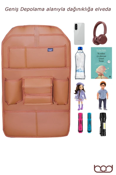 Bod Rodos Oto Koltuk Arkası Koruyucu Eşya Düzenleyici Araç içi Organizer Taba - 2