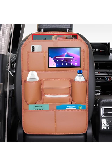 Bod Rodos Oto Koltuk Arkası Koruyucu Eşya Düzenleyici Araç içi Organizer Taba