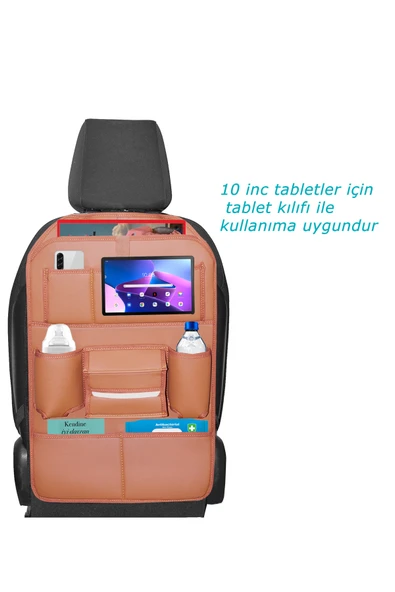 Bod Rodos Oto Koltuk Arkası Koruyucu Eşya Düzenleyici Araç içi Organizer Taba - 5